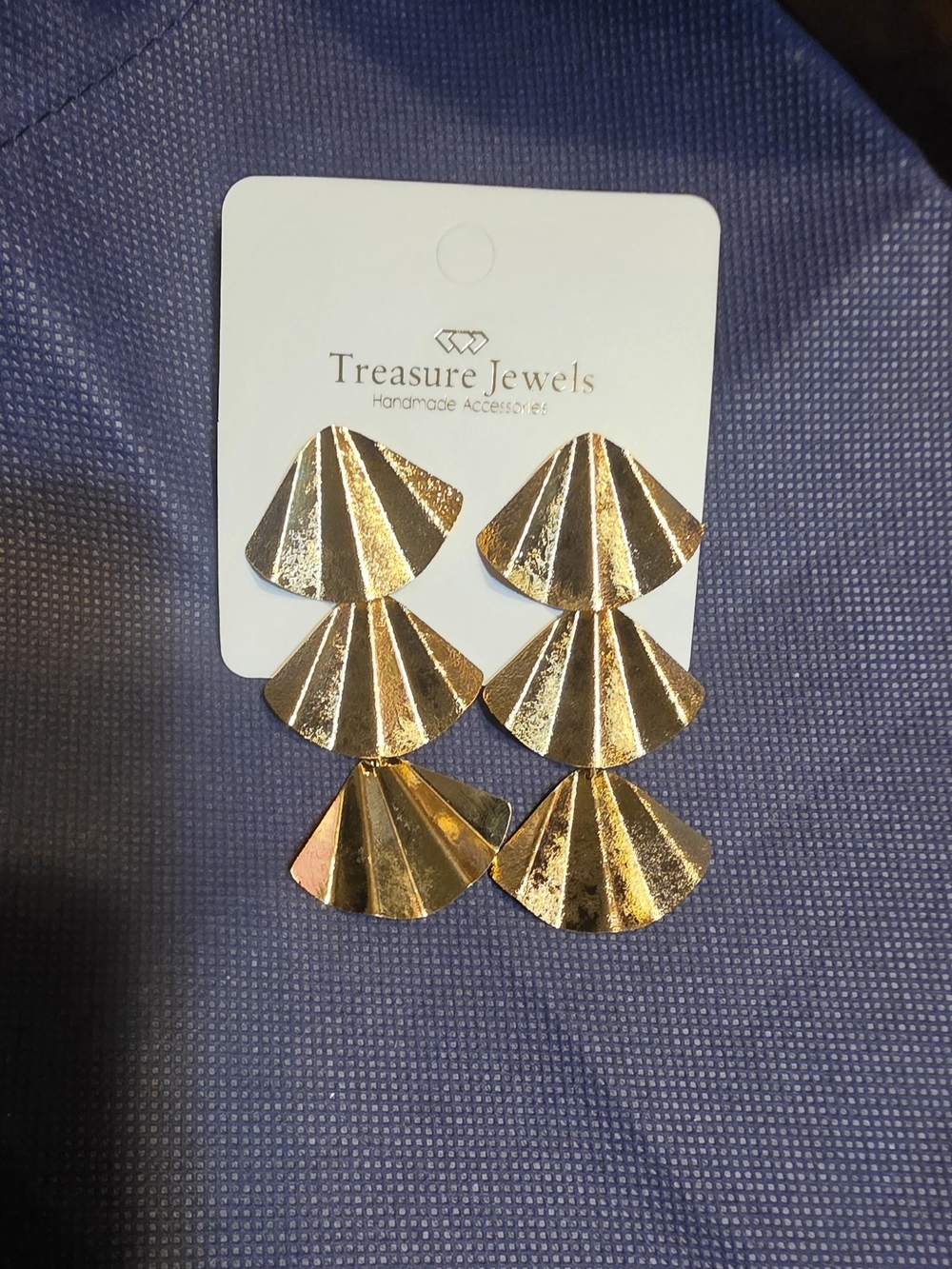 Treasure Jewels Gold Fan Drop Earrings